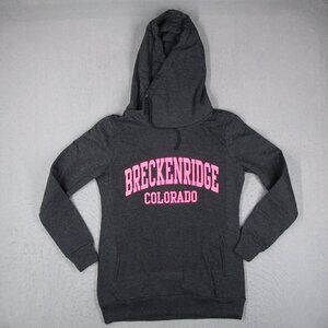 Breckenridge Colorado Hoodie Women Large Gray Uluru Pullover Fleece Ski Hike